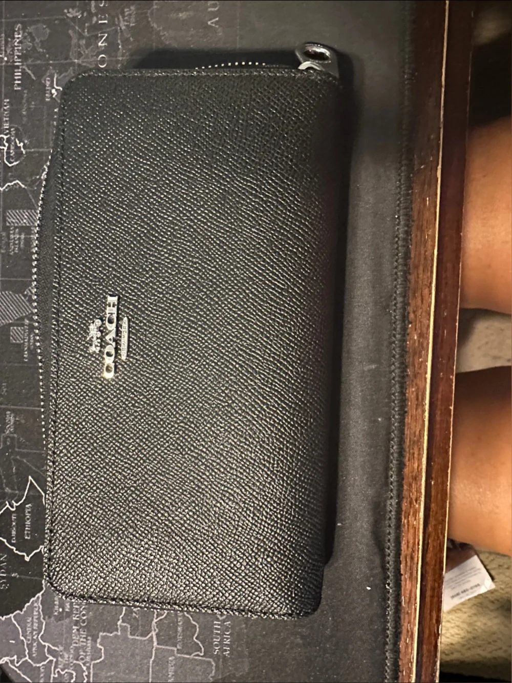 Coach Black Saffiano Zip-Around Wallet